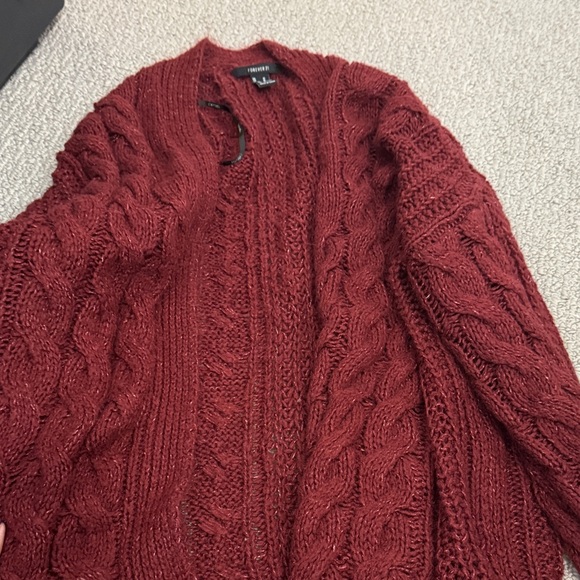 Forever 21 Maroon Cable Knit Cardigan - Picture 3 of 3